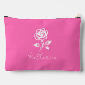 ホッモダンエレガントトピンク及びバラ名前をカスタムする アクセサリーポーチ (裏面)