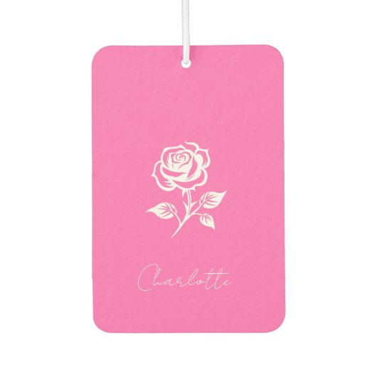 ホッモダンエレガントトピンク及びバラ名前をカスタムする カーエアーフレッシュナー (正面)