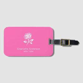ホッモダンエレガントトピンク及びバラ名前をカスタムする ラゲッジタグ