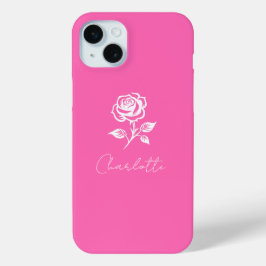 ホッモダンエレガントトピンク及びバラ名前をカスタムする iPhone 15 MINIケース