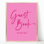 ホッモダントエレガントピンクゲストブックパーティー標識 ポスター