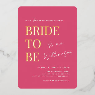 ホッモダントコンテンポラリー・ピンクと金ゴールドブライダルシャワー 箔招待状