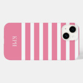 ホッモダントピンクとホワストライプイトのモノグラム Case-Mate iPhoneケース (裏面 (横))