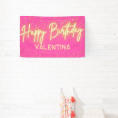 ホッモダントピンクネオングローハッピーバースデーパーティー 横断幕 (インサイチュ)
