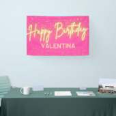 ホッモダントピンクネオングローハッピーバースデーパーティー 横断幕 (トレードショー)
