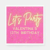 ホッモダントピンクネオン白熱［赤熱］光を放つレッズパーティー誕生日 スタンダードランチョンナプキン (正面)