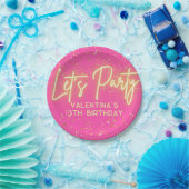 ホッモダントピンクネオン白熱［赤熱］光を放つレッズパーティー誕生日 ペーパープレート (パーティー)