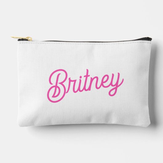 ホッモダントピンクパーソナライズされたモノグラムと名前 アクセサリーポーチ (正面)