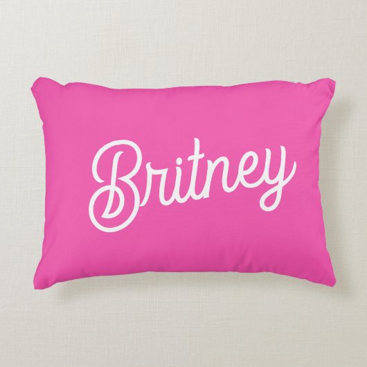 ホッモダントピンクパーソナライズされたモノグラムと名前 アクセントクッション (正面)
