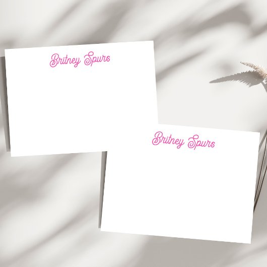 ホッモダントピンクパーソナライズされたモノグラムと名前 ノートカード