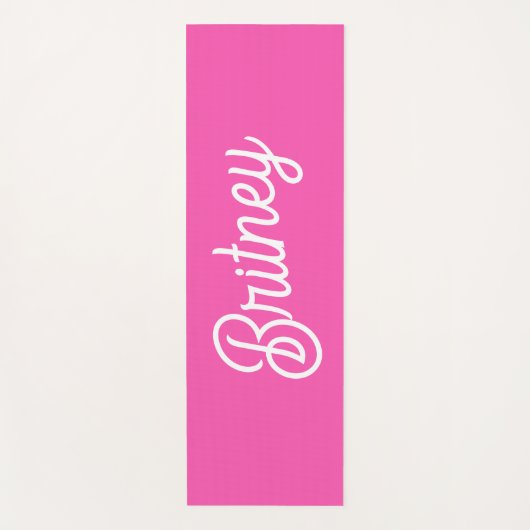 ホッモダントピンクパーソナライズされたモノグラムと名前 ヨガマット (正面)