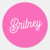 ホッモダントピンクパーソナライズされたモノグラムと名前 ラウンドシール (正面)