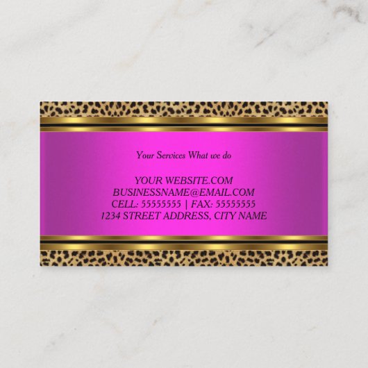 ホッモダントピンク金ゴールドヒョウ黒 名刺 (裏面)