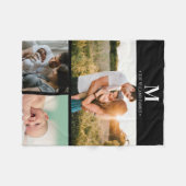 ホッモダントモノグラムのコラージュ白黒 フリースブランケット (正面(横))