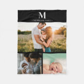 ホッモダントモノグラムのコラージュ白黒 フリースブランケット (正面)