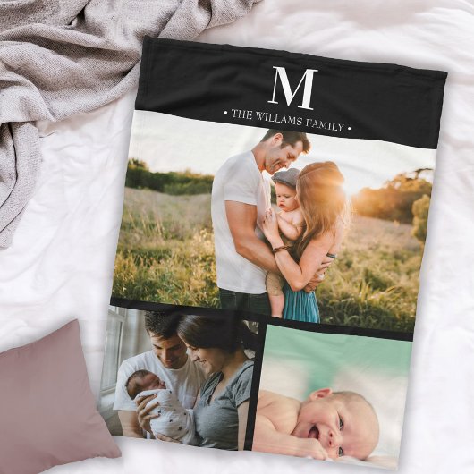 ホッモダントモノグラムのコラージュ白黒 フリースブランケット