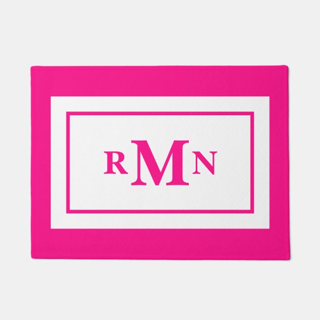 ホッ名門私立校風のトピエレガントッモノグラムのク ドアマット (正面)