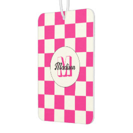 ホッ市松模様にク白の幾何学模様レトロモノグラム カーエアーフレッシュナー