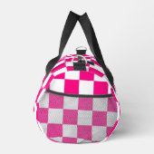 ホッ市松模様にク白の幾何学模様レトロモノグラム ダッフルバッグ (右)