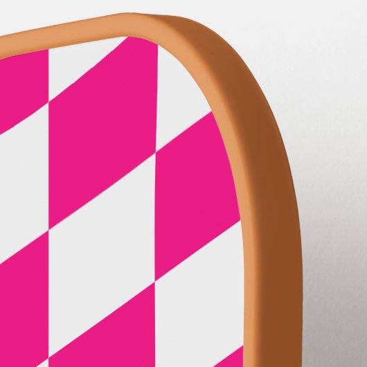 ホッ市松模様にク白の幾何学模様レトロモノグラム ピックルボールラケット (左詳細)