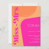 ホッ恋しく思クピンクのレトロモダンブライダルシャワー 招待状 (正面)