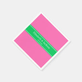 ホッ無地のトピンク#2エメラルドグリーンRbn名モノグラム スタンダードカクテルナプキン (角)