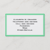 ホッ無地のトピンク#2エメラルドグリーンRbn名モノグラム 名刺 (裏面)