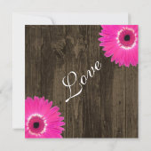 ホッ素朴トピンクデイジースクエア結婚式招待状 招待状 (裏面)