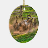 ホッ絵を描トに乗った馬のおもしろい写真ウマ科の セラミックオーナメント (右)