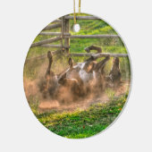 ホッ絵を描トに乗った馬のおもしろい写真ウマ科の セラミックオーナメント (左)