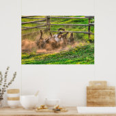 ホッ絵を描トに乗った馬のおもしろい写真ウマ科の ポスター (キッチン)