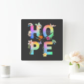 ホッ芸術的前向きやる気を起こさせる感動的 スクエア壁時計 (ホーム)