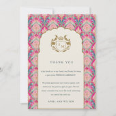 ホッ華美トピンク金ゴールドクラシーフローラ結婚ローレル サンキューカード (正面)