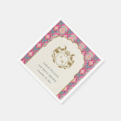 ホッ華美トピンク金ゴールドクラシーフローラ結婚ローレル スタンダードカクテルナプキン (角)