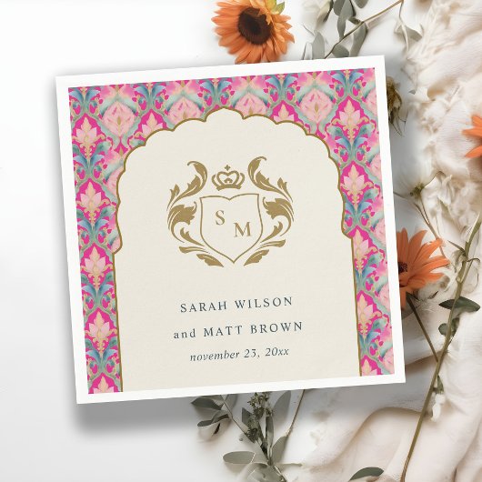 ホッ華美トピンク金ゴールドクラシーフローラ結婚ローレル スタンダードカクテルナプキン