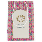 ホッ華美トピンク金ゴールドクラシーフローラ結婚ローレル ミディアムペーパーバッグ (正面)