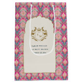 ホッ華美トピンク金ゴールドクラシーフローラ結婚ローレル ミディアムペーパーバッグ (裏面)