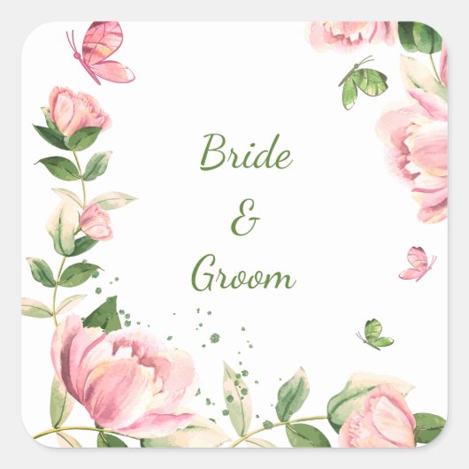 ホッ葉ク結婚花 スクエアシール (正面)