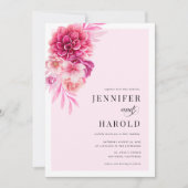 ホッ鮮やかトピンク結婚の花 招待状 (正面)
