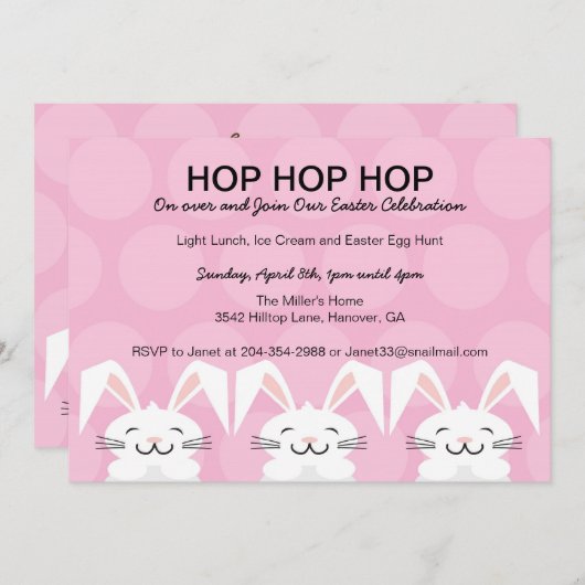 ホツプのホツプのバニーウサギのイースターパーティの招待状 招待状 (正面/裏面)
