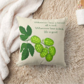 ホツプ花およびビール引用文の装飾用クッション クッション (ブランケット)