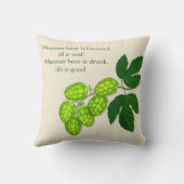 ホツプ花およびビール引用文の装飾用クッション クッション (裏面)
