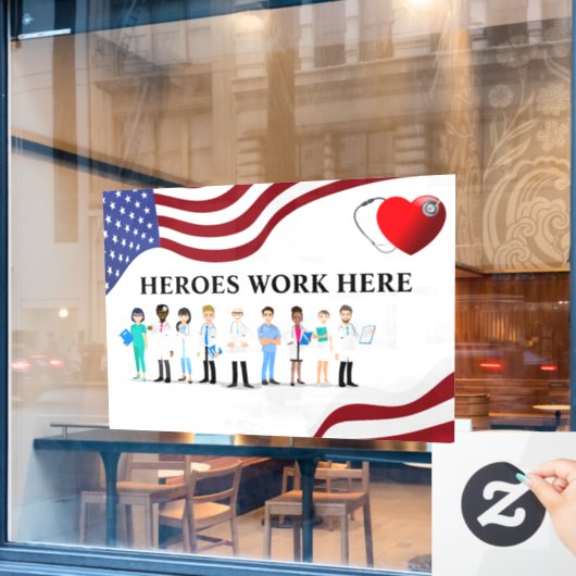 ホテカスタマイズル・ヒーローがアイコンスタッフに働く ウィンドウサイン (カフェ窓)