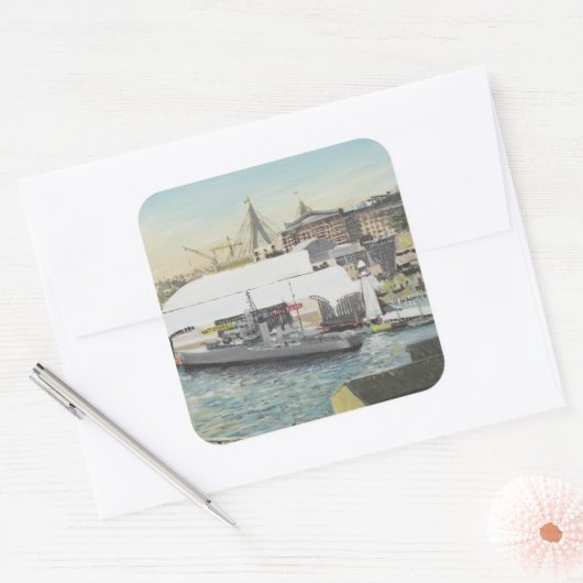 ホテルのバルコニーからのシドニーの海上博物館。 1998年 スクエアシール (封筒)