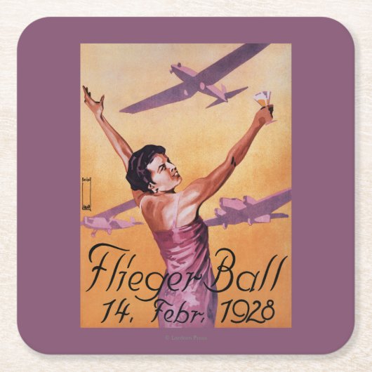ホテルのWagnerの広告宣伝ポスターの航空ショー スクエアペーパーコースター (正面)