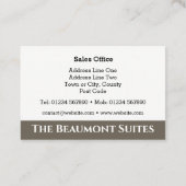 ホテルまたは宿泊施設の名刺 名刺 (裏面)