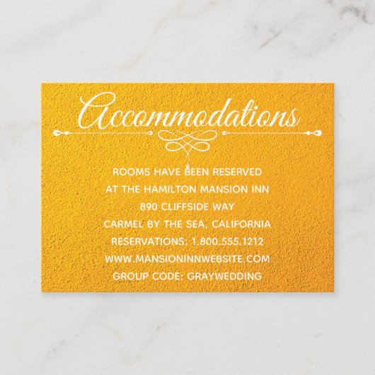 ホテルアコモデーションモダンカードイエローテクスチャ エンクロージャーカード (正面)