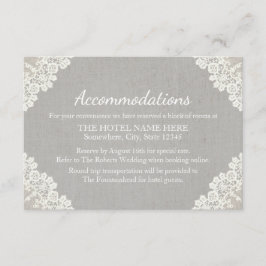 ホテルアコモデーション | レース素朴&グレーリネン エンクロージャーカード