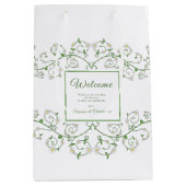 ホテルウェルカムバッグフローラつる植物ハート ミディアムペーパーバッグ (正面)