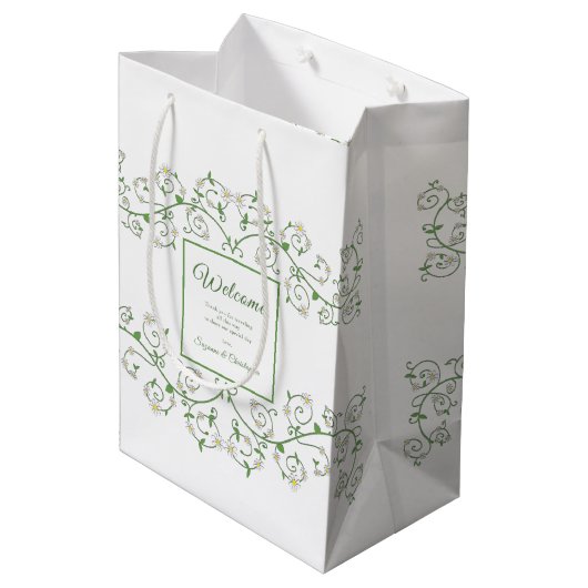 ホテルウェルカムバッグフローラつる植物ハート ミディアムペーパーバッグ (裏面アングル)